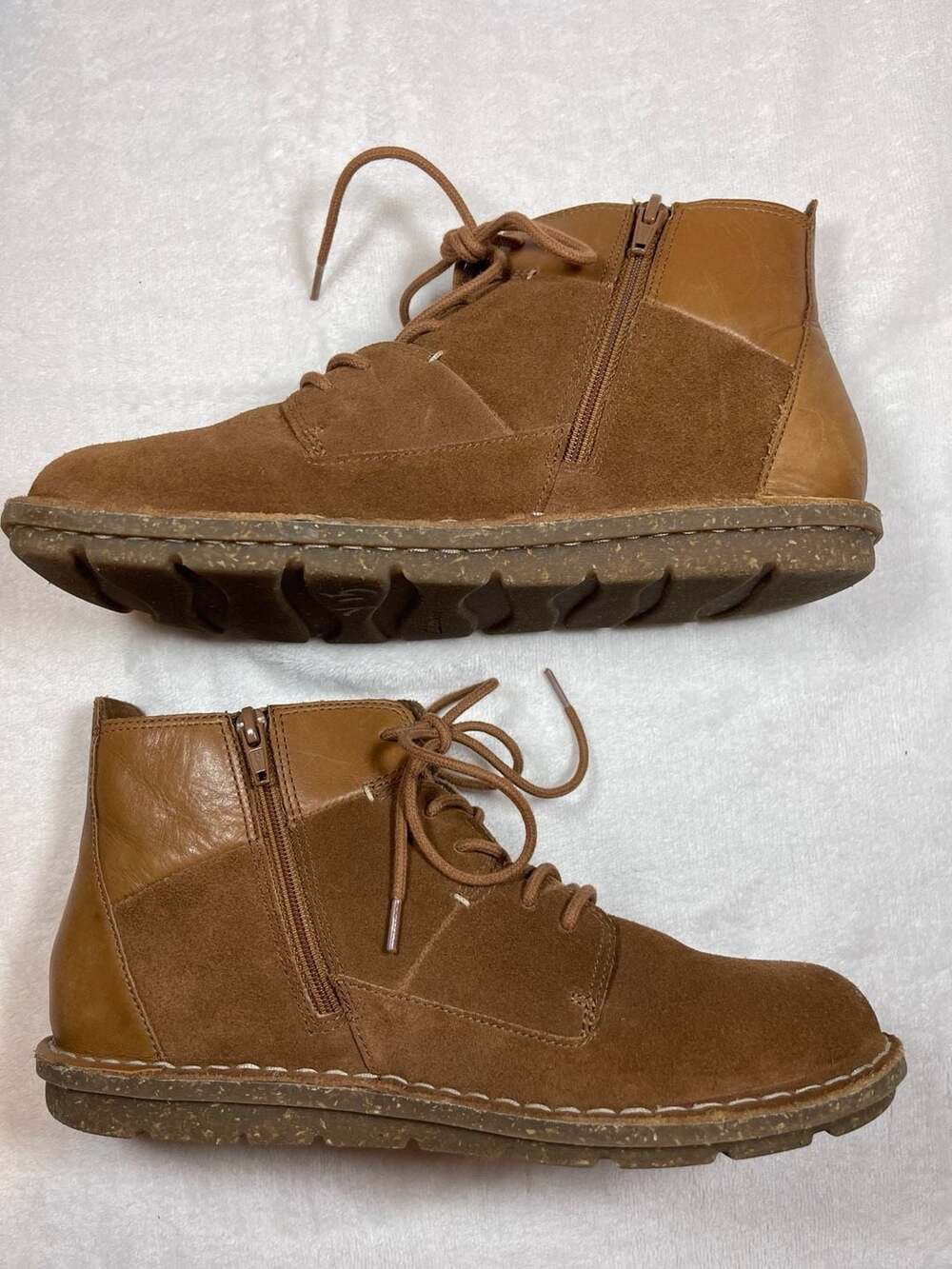 Clarks Collection Tamitha Key Brown Suede and Leather Lace-Up Ankle Boots